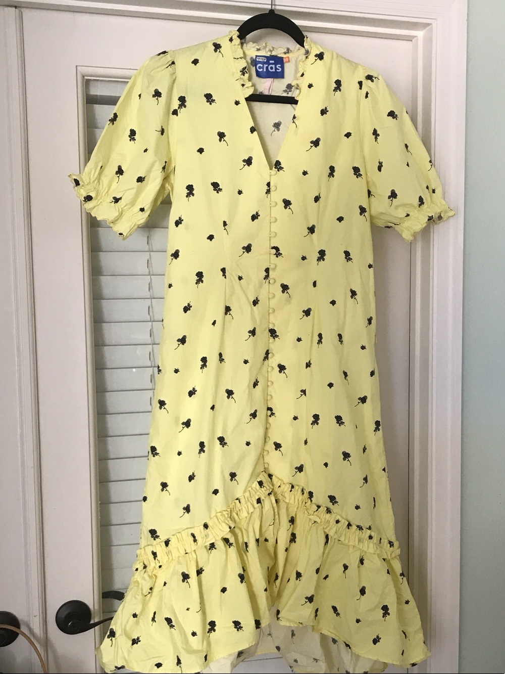 Yellow dress with Black Floral Print